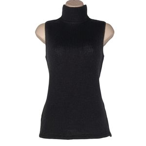 UNGARO FEVER Black Sleeveless Mock Turtleneck Size 10 (Medium) Knit Sweater Top